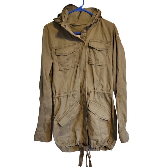 Abercrombie & Fitch jacket button up hooded utility casual army green - Picture 1 of 10